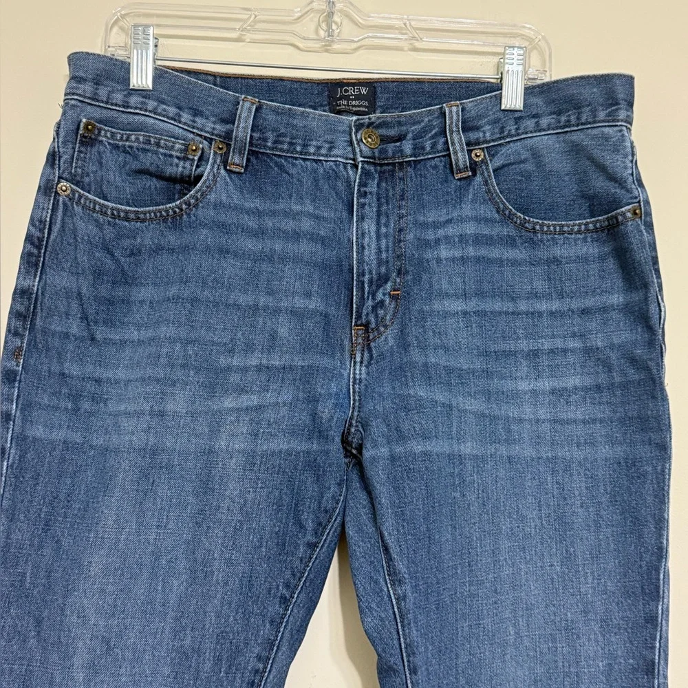J CREW Jeans The Driggs Denim Whiskered Blue C9885 Straight Leg Men’s Size 34